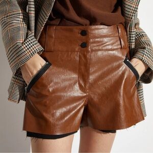 Saint Art Grayson Moto Vegan Leather Short- Cognac